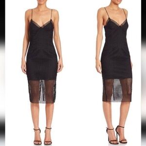 NICHOLAS Dot Mesh Midi Dress Black New With Tags Size 4